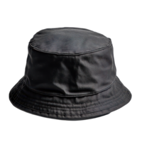Stylish black bucket hat isolated against a clean transparent background showcasing its unique design and structure, Black bucket hat isolated on transparent background png