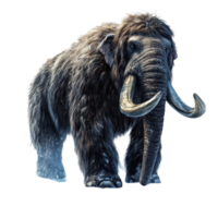 A realistic mammoth depicted against a transparent background showcasing its massive size and characteristic features, an realistic a mammoth, transparent background. png