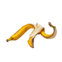 Bright yellow banana peel artfully twisted on a pure transparent background highlighting its unique texture and shape, Banana peel isolated on transparent background png