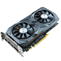 High performance graphics processing unit showcased on a transparent background, A modern computer graphics card, transparent background. png