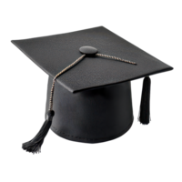Black graduation cap with degree certificate isolated on transparent background, representing academic achievement and success, Black Graduation Cap with Degree Isolated on transparent background png