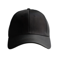 Black baseball cap placed against a clean transparent background showcasing its design and style features prominently, Black baseball cap transparent background png