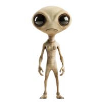 Alien extraterrestrial figure standing alone against a transparent background, showcasing unique features and large eyes, Alien extraterrestrial isolated on transparent background png