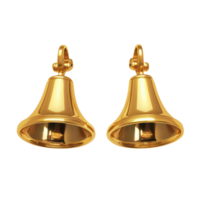 Shiny golden handbells isolated on a bright transparent background showcasing their elegant design and craftsmanship, 2 golden handbells on isolated on transparent background png