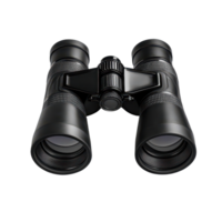 High quality black binoculars isolated on a clean transparent background for outdoor enthusiasts and nature observers, Black Binoculars isolated on transparent background png