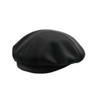 Stylish black French cap beret viewed from the side, perfect accessory for fashion enthusiasts and cultural events, Black french cap beret side view isolated on transparent background png