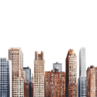 A vibrant city skyline showcasing tall buildings in close proximity during a clear day, a city skyline with tall buildings in close proximity, transparent background. png