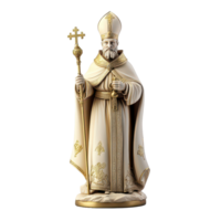 Elegant bishop figure holding a staff stands alone against a pristine transparent background, bishop figure isolated on transparent background png