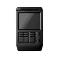 A classic black pager model isolated on a transparent background showcasing its sleek design and functional buttons, Black pager isolated on transparent background png