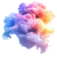 An abstract colorful cloud formation on a transparent background showcasing vibrant hues of purple, blue, and orange, Abstract Colorful Cloud On transparent background png