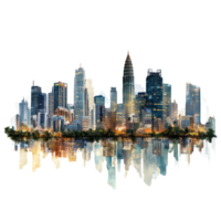 A stunning view of Bangkok s skyline isolated on a transparent background showcasing iconic architecture and urban energy, Bangkok city isolated on transparent background png