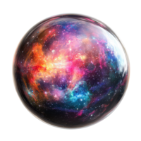 A vibrant galaxy trapped within a crystal clear sphere on a transparent background, a sphere with a colorful galaxy inside, transparent background png