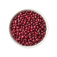 Azuki red beans in a bowl against a clean transparent background, perfect for culinary uses and healthy eating, Azuki red bean in bowl on transparent background png