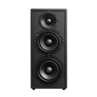 Dual cone black audio loudspeaker isolated on a clean transparent background for clear sound representation, black audio loudspeaker isolated on transparent background png
