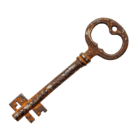 Antique rusted key resting on a transparent background evokes memories of forgotten doors and secrets from the past, Antique Key with Rusted Lock A Symbol Memories and Stories png