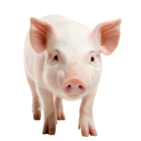 Cute small pig standing on a clean transparent background looking curiously at the viewer with its bright eyes, a small pig, transparent background. png