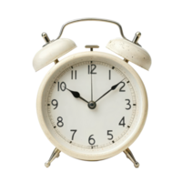 Classic alarm clock on a clean transparent background showing time in a minimalist style, Alarm clock isolated transparent background png