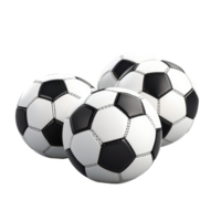 Trio of soccer balls flawlessly arranged on a transparent background showcasing their design and texture, A Trio Soccer Balls in Perfect Formation, transparent background. png