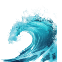Abstract depiction of a turquoise ocean wave crashing on a transparent background, evoking a sense of calm and vitality, Abstract Turquoise Ocean Wave on transparent background png