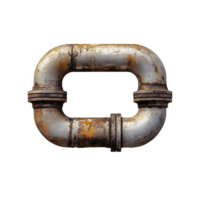 Rusty metal pipe with flanges on a clean transparent background showcasing industrial design and texture details, A metal pipe on a transparent background png