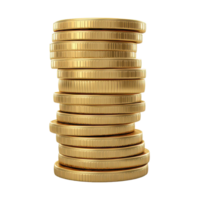 Cartoon stacks of gold coins on a transparent background symbolizing wealth and prosperity, 3D Cartoon Stacks Gold Coins On transparent background png