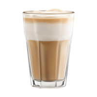 Delicious glass of coffee with milk and foam on top, perfect for enjoying in a cozy coffee setting, A glass coffee with milk and foam on top, isolated on transparent background png