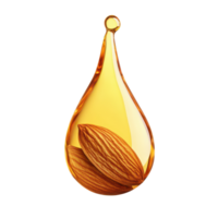 Almonds submerged in a droplet of oil isolated on a transparent background for culinary presentation, Almonds with an oil drop isolated on transparent background png