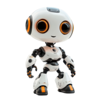 Adorable AI robot character with large eyes and a friendly smile on a clean transparent background, Adorable AI Robot Character on transparent background png