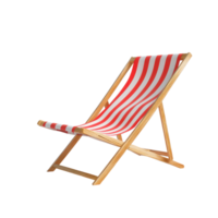 Relaxing beach deckchair with red and stripes against a bright transparent background, perfect for summer days, Beach deckchair transparent background png