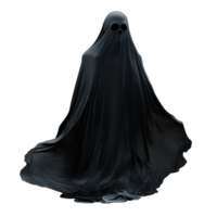 A mysterious ghost in a flowing black robe against a stark transparent background, evoking an eerie atmosphere, A ghost with a black robe, transparent background png