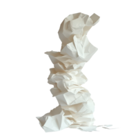 Artful chaos through a tower of crumpled papers highlighting creative expression and artistic form, Artful Chaos A Tower Crumpled Papers, transparent background. png