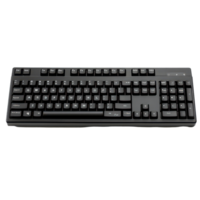 A sleek black computer keyboard isolated on a clean transparent background ready for any typing task or gaming session, Black Computer Keyboard isolated on transparent background png