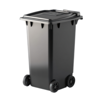 Black and grey garbage bin isolated on a transparent background for waste disposal solutions in various environments, black and grey garbage bin isolated onisolated on transparent background png