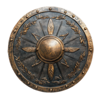 Ancient shields displayed against a transparent background, showcasing intricate designs and historical significance, ancient shields isolated transparent background or whiet background png