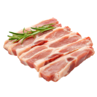 Freshly cut slices of pork on a clean transparent background ready for cooking or grilling, Meat, pork, slices pork on transparent background png
