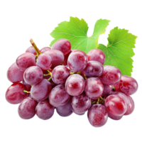 Fresh grape clusters with green leaves on a transparent background ready for enjoyment or culinary use, Fresh Grape Clusters isolated on transparent background png