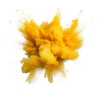 Bright yellow color explosion on a transparent background demonstrating vibrant energy and dynamic movement, yellow color explosion isolated on transparent background png