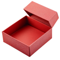 Bright red open gift box displaying an empty interior, perfect for special occasions and holiday celebrations, Red open gift box isolated png