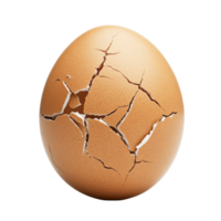 Cracked brown egg isolated against a clean transparent background, symbolizing fragility and new beginnings in a simple yet effective composition, Cracked egg isolated Stock Photo png
