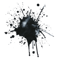 Black watercolor splash creating an abstract design on a plain transparent background, black red color splash isolated on transparent background png