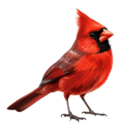A vibrant red cardinal bird standing gracefully against a transparent background, Red cardinal bird isolated on transparent background png