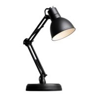 Black desk lamp on a transparent background illuminating a workspace for productivity and creativity, black desk lamp isolated on transparent backgroundfile png