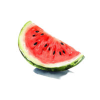 Fresh watermelon slice resting on a transparent surface, showcasing vibrant colors and juicy texture, Watermelon slice on transparent background png