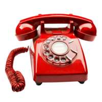 Vintage red dialup phone isolated on transparent background showcasing classic design from the past, old red dialup phone isolated on a transparent background png