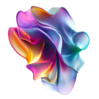Captivating multicolored abstract wave with iridescent textures flowing elegantly in a dynamic formation, multicolored flowing abstract iridescent wave solid shape isolated transparent background png