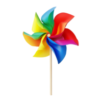 A vibrant and colorful pinwheel spins joyfully against a bright transparent background, perfect for adding a touch of whimsy to any setting, Colorful Pinwheel on transparent background png