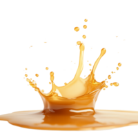 Golden caramel splash against a clean transparent background showcasing an appetizing dessert ingredient, Golden Caramel Splash isolated on transparent background png
