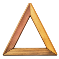 Wooden triangular shape displayed against a clean transparent background for art and design inspiration, wooden in shape triangle on transparent backgroundfile png