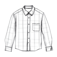 A simple oneline drawing of a classic buttonup shirt with a pocket and checkered pattern, one line draw of a typical shirt Stock png