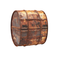 An old rusty oil barrel standing alone against a clean transparent background, showcasing its weathered texture and colors, old rusty oil barrel isolated on transparent background png